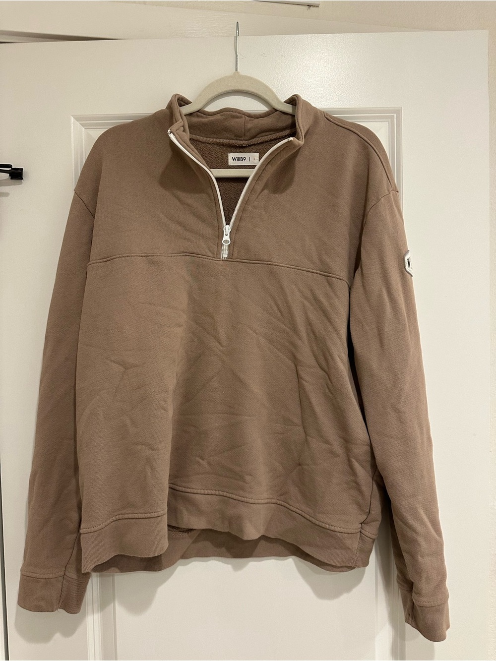 WILLBO Men's Half-Zip Pullover Sweatshirt in Taupe
